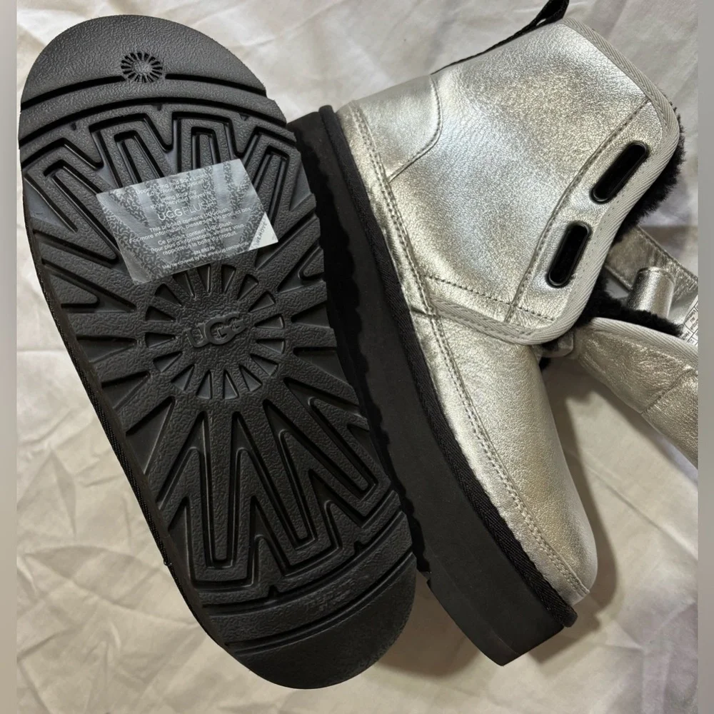 UGG Metallic Silver Boots with Black Sole